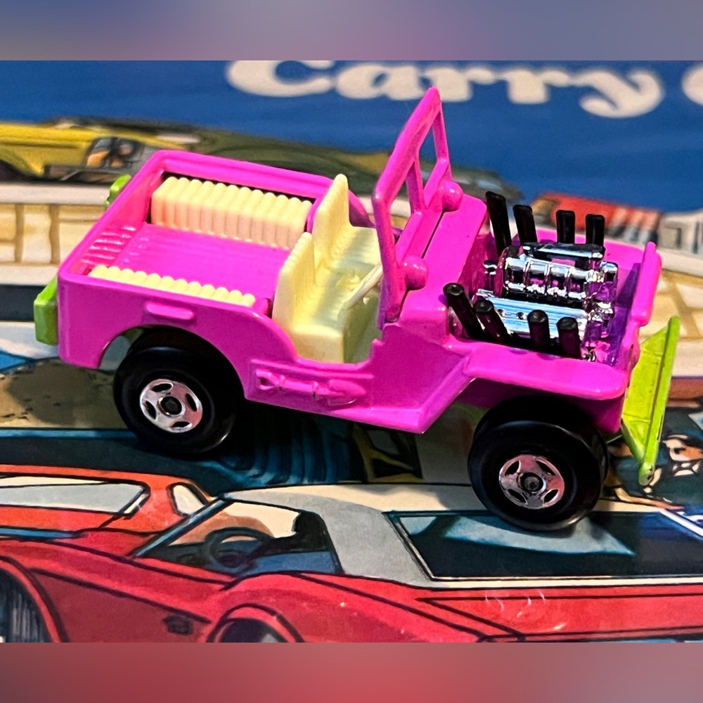 Vintage Matchbox Superfast 1971 Jeep Hot Rod No 2 Pink & Green Lesney England